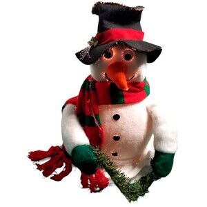 Vintage Classic 16" Christmas Fiber Optic Snowman Holiday Top Hat Scarf Orig Box
